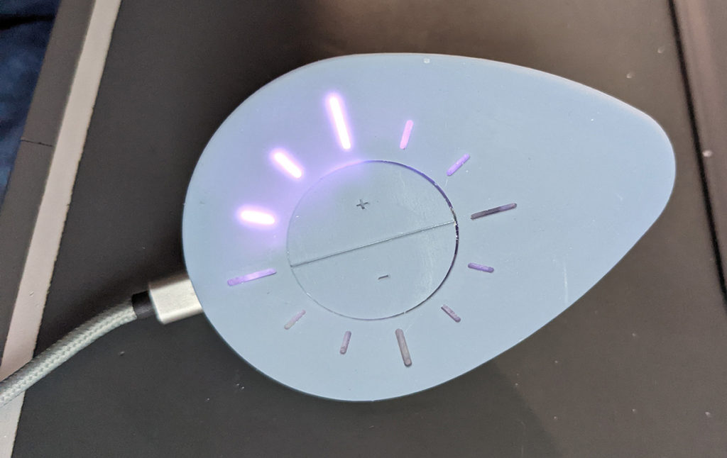 Egg-shaped timer with led lights indicating progression of time
